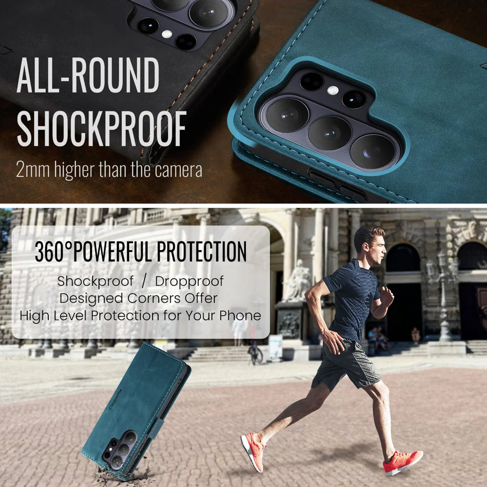 CASEME For Samsung Galaxy S26 Ultra Wallet Case  013 Series PU Leather Phone Cover Stand - Blue - 6
