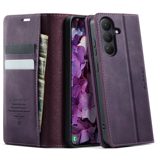 CASEME For Samsung Galaxy S26 Case  033 Series RFID Blocking Wallet Stand Calf Texture Leather Phone Cover - Purple - 1