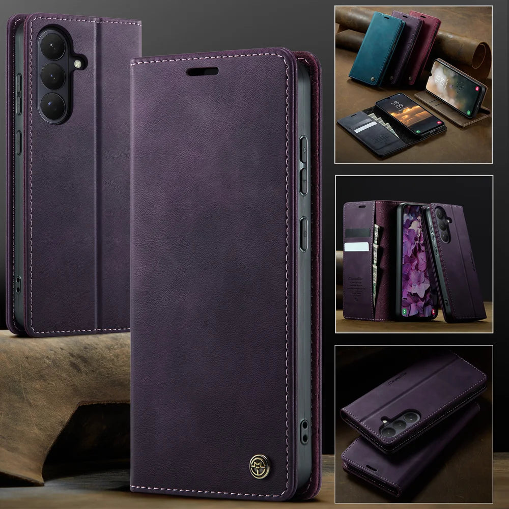 CASEME For Samsung Galaxy S26 Case  033 Series RFID Blocking Wallet Stand Calf Texture Leather Phone Cover - Purple - 4
