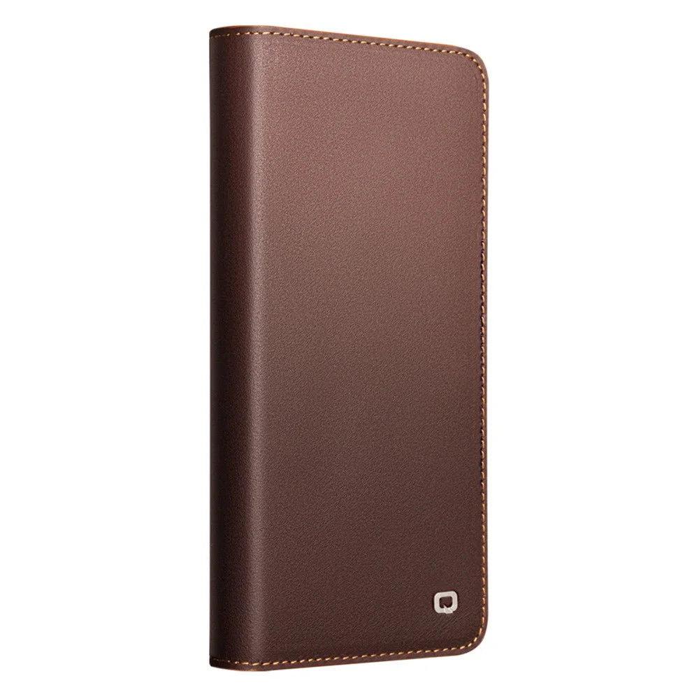 QIALINO For Samsung Galaxy S26+ Wallet Case Stand Genuine Cow Leather Flip Phone Cover - Brown - 5