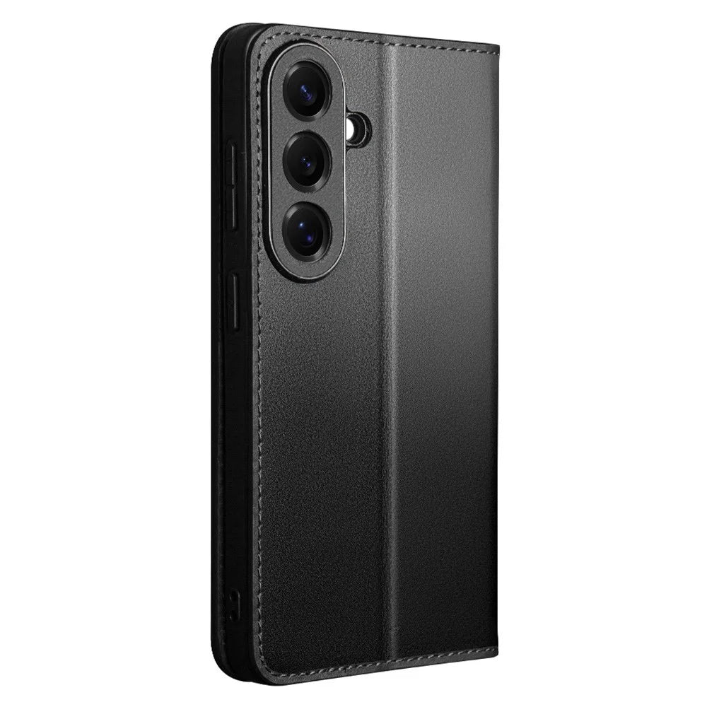 QIALINO For Samsung Galaxy S26 Wallet Case Stand Genuine Cow Leather Flip Phone Cover - Black - 4