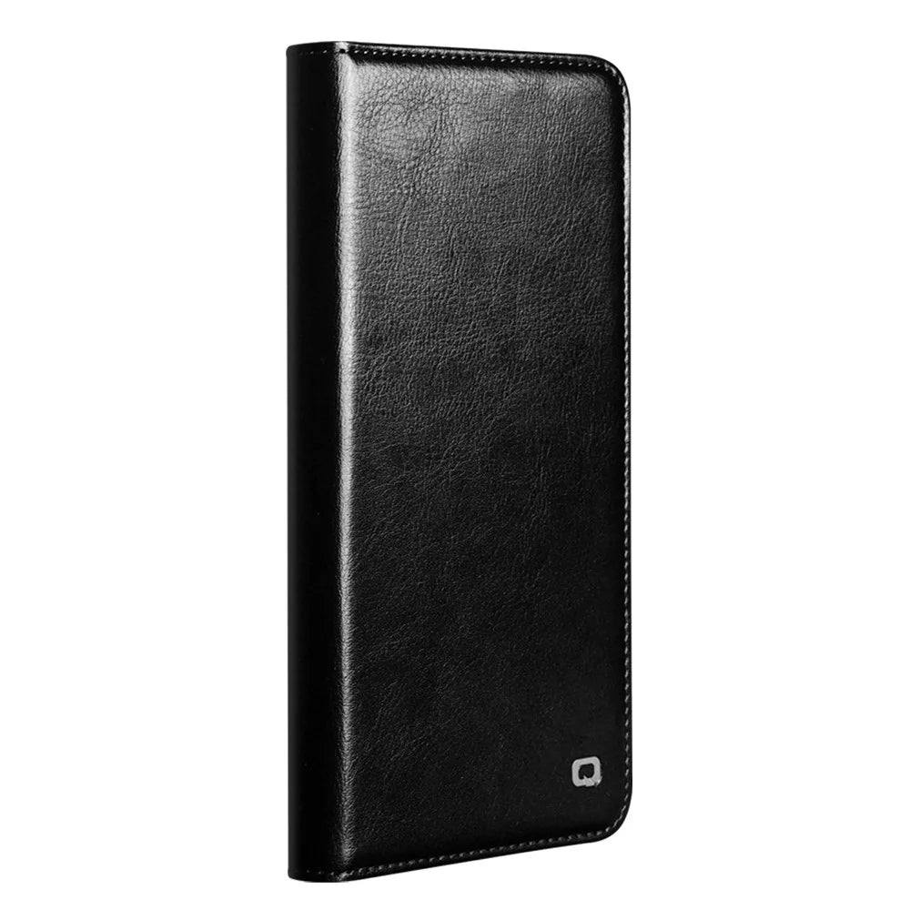 QIALINO For Samsung Galaxy S26 Wallet Case Genuine Cow Leather Phone Cover Card Holder Stand - Black - 5