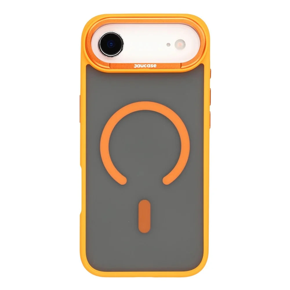 JAUCASE For iPhone Air Magnetic Case Skin Touch Matte TPU PC Phone Cover Compatible with MagSafe - Transparent Orange - 3