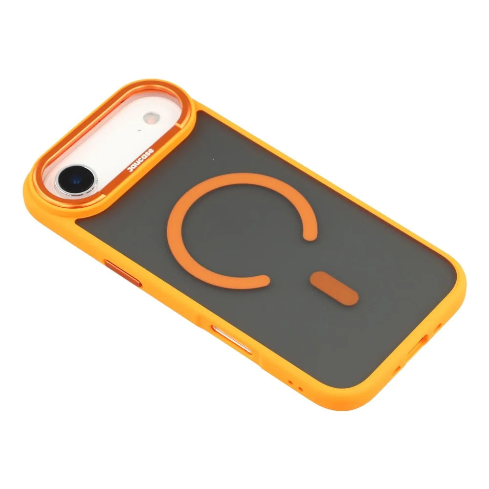 JAUCASE For iPhone Air Magnetic Case Skin Touch Matte TPU PC Phone Cover Compatible with MagSafe - Transparent Orange - 4