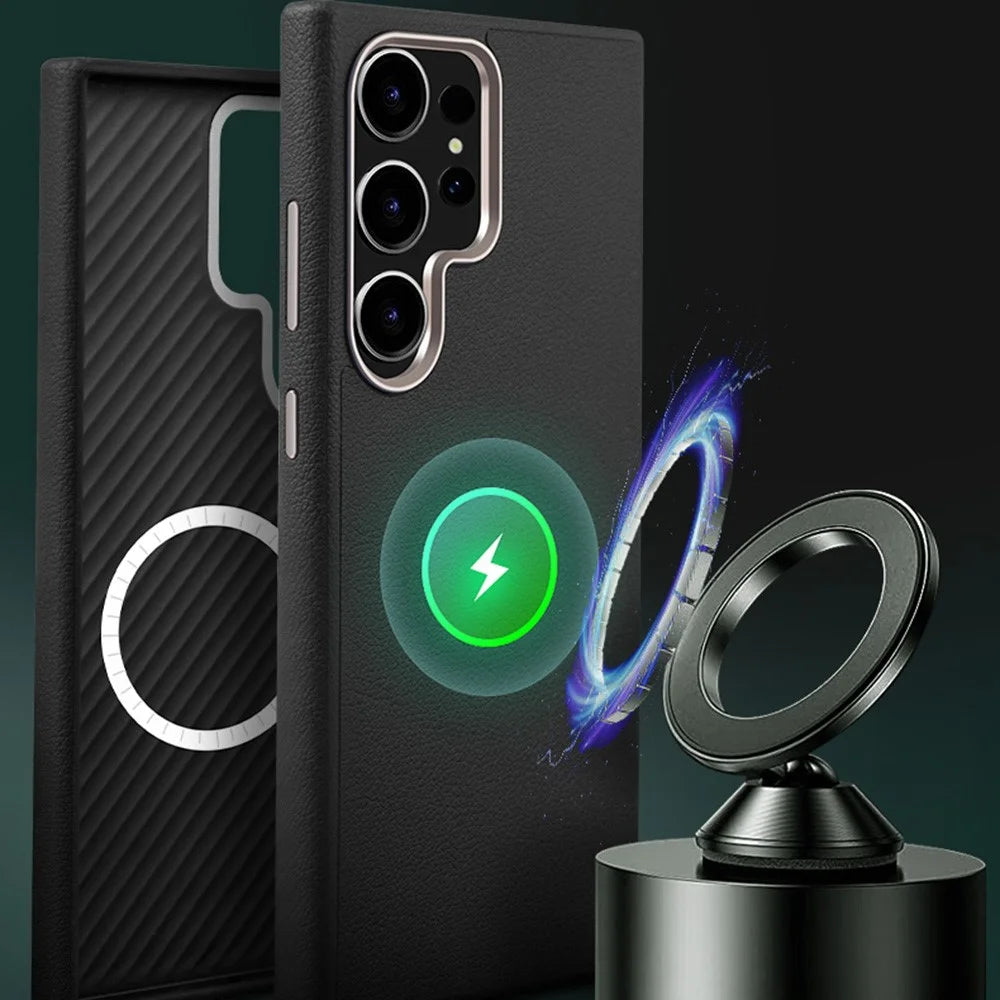X-LEVEL For Samsung Galaxy S26 Ultra Magnetic Case PU Leather Hard PC Phone Cover - Black - 3