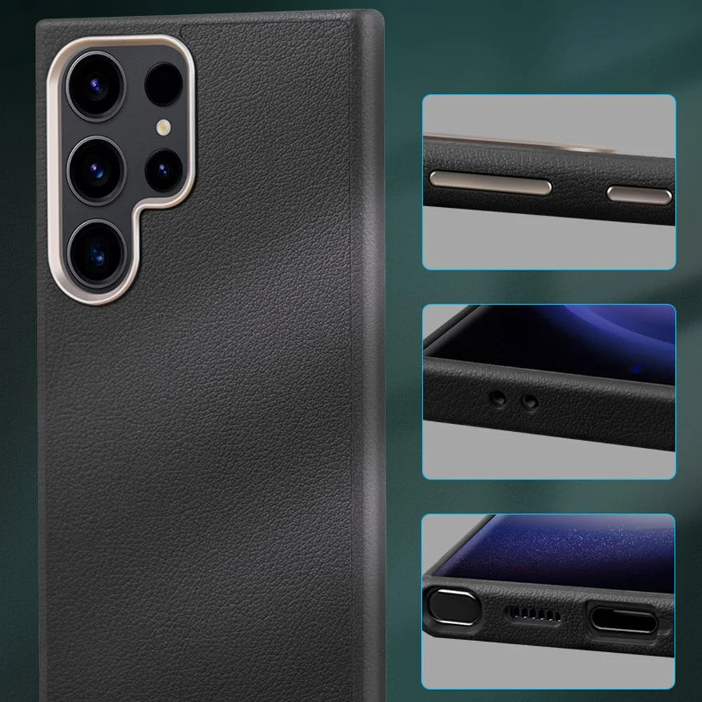 X-LEVEL For Samsung Galaxy S26 Ultra Magnetic Case PU Leather Hard PC Phone Cover - Black - 4