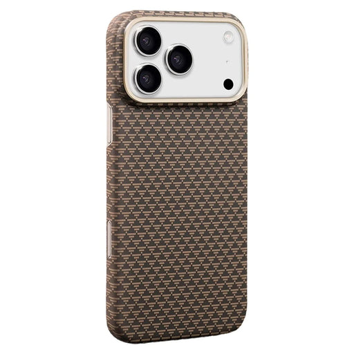 X-LEVEL For iPhone 17 Pro Max Case Compatible with MagSafe Triangle Texture Carbon Fiber Phone Cover - Gold - 1