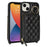 For iPhone 14 / 13 Case Ring Holder Zipper Pocket Kickstand Leather Back Phone Cover with Shoulder Strap - Black - 1