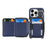 For iPhone 14 Pro Max Case Ring Holder Zipper Pocket Kickstand Leather Back Phone Cover with Shoulder Strap - Blue - 2