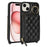 For iPhone 15 Case Ring Holder Zipper Pocket Kickstand Leather Back Phone Cover with Shoulder Strap - Black - 1