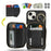 For iPhone 15 Case Ring Holder Zipper Pocket Kickstand Leather Back Phone Cover with Shoulder Strap - Black - 6