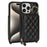 For iPhone 15 Pro Case Ring Holder Zipper Pocket Kickstand Leather Back Phone Cover with Shoulder Strap - Black - 1