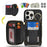For iPhone 15 Pro Case Ring Holder Zipper Pocket Kickstand Leather Back Phone Cover with Shoulder Strap - Black - 7