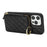 For iPhone 15 Pro Max Case Ring Holder Zipper Pocket Kickstand Leather Back Phone Cover with Shoulder Strap - Black - 5