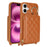 For iPhone 16 Case Ring Holder Zipper Pocket Kickstand Leather Back Phone Cover with Shoulder Strap - Brown - 1
