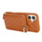 For iPhone 16 Case Ring Holder Zipper Pocket Kickstand Leather Back Phone Cover with Shoulder Strap - Brown - 4