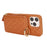 For iPhone 16 Pro Case Ring Holder Zipper Pocket Kickstand Leather Back Phone Cover with Shoulder Strap - Brown - 2