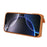 For iPhone 16 Pro Case Ring Holder Zipper Pocket Kickstand Leather Back Phone Cover with Shoulder Strap - Brown - 3
