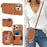 For iPhone 16 Pro Case Ring Holder Zipper Pocket Kickstand Leather Back Phone Cover with Shoulder Strap - Brown - 6