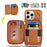 For iPhone 16 Pro Case Ring Holder Zipper Pocket Kickstand Leather Back Phone Cover with Shoulder Strap - Brown - 7