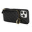 For iPhone 16 Pro Max Case Ring Holder Zipper Pocket Kickstand Leather Back Phone Cover with Shoulder Strap - Black - 2