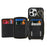 For iPhone 16 Pro Max Case Ring Holder Zipper Pocket Kickstand Leather Back Phone Cover with Shoulder Strap - Black - 4
