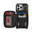 For iPhone 16 Pro Max Case Ring Holder Zipper Pocket Kickstand Leather Back Phone Cover with Shoulder Strap - Black - 5