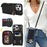 For iPhone 16 Pro Max Case Ring Holder Zipper Pocket Kickstand Leather Back Phone Cover with Shoulder Strap - Black - 6