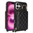 For iPhone 16 Plus Case Ring Holder Zipper Pocket Kickstand Leather Back Phone Cover with Shoulder Strap - Black - 1