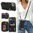 For iPhone 16 Plus Case Ring Holder Zipper Pocket Kickstand Leather Back Phone Cover with Shoulder Strap - Black - 6