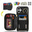 For iPhone 16 Plus Case Ring Holder Zipper Pocket Kickstand Leather Back Phone Cover with Shoulder Strap - Black - 7