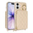 For iPhone 17 Case Ring Holder Zipper Pocket Kickstand Leather Back Phone Cover with Shoulder Strap - Beige - 1