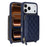 For iPhone 18 Pro / 17 Pro Case Ring Holder Zipper Pocket Kickstand Leather Back Phone Cover with Shoulder Strap - Blue - 1