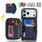 For iPhone 18 Pro / 17 Pro Case Ring Holder Zipper Pocket Kickstand Leather Back Phone Cover with Shoulder Strap - Blue - 5