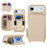 For iPhone Air Case Ring Holder Zipper Pocket Kickstand Leather Back Phone Cover with Shoulder Strap - Beige - 1
