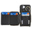 For iPhone 17e / 16e Case Ring Holder Zipper Pocket Kickstand Leather Back Phone Cover with Shoulder Strap - Black - 2