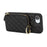 For iPhone 17e / 16e Case Ring Holder Zipper Pocket Kickstand Leather Back Phone Cover with Shoulder Strap - Black - 4