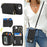 For iPhone 17e / 16e Case Ring Holder Zipper Pocket Kickstand Leather Back Phone Cover with Shoulder Strap - Black - 6