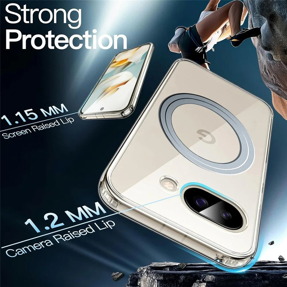 For Google Pixel 9a Magnetic Case TPU + PC Clear Phone Back Cover - 5