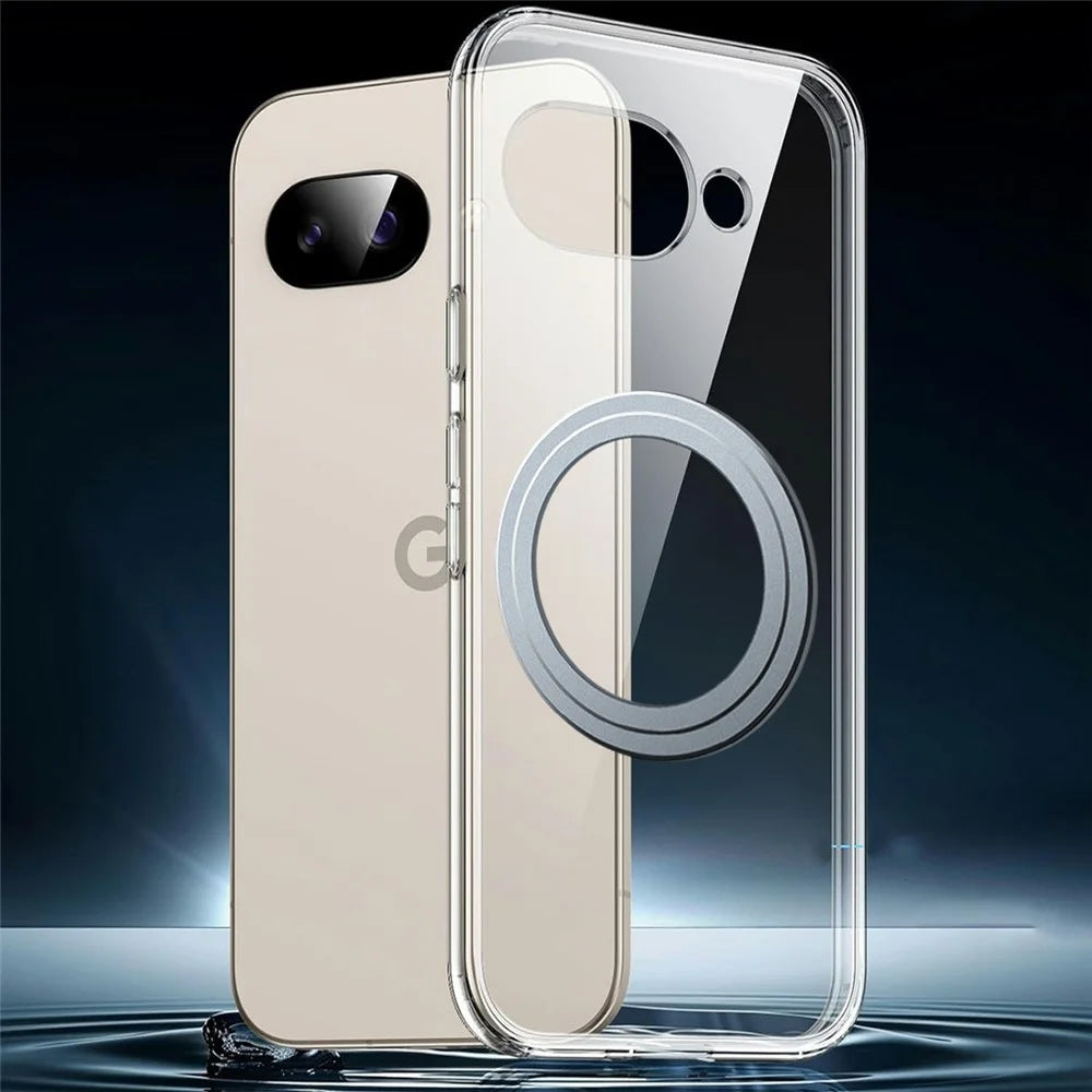 For Google Pixel 9a Magnetic Case TPU + PC Clear Phone Back Cover - 6