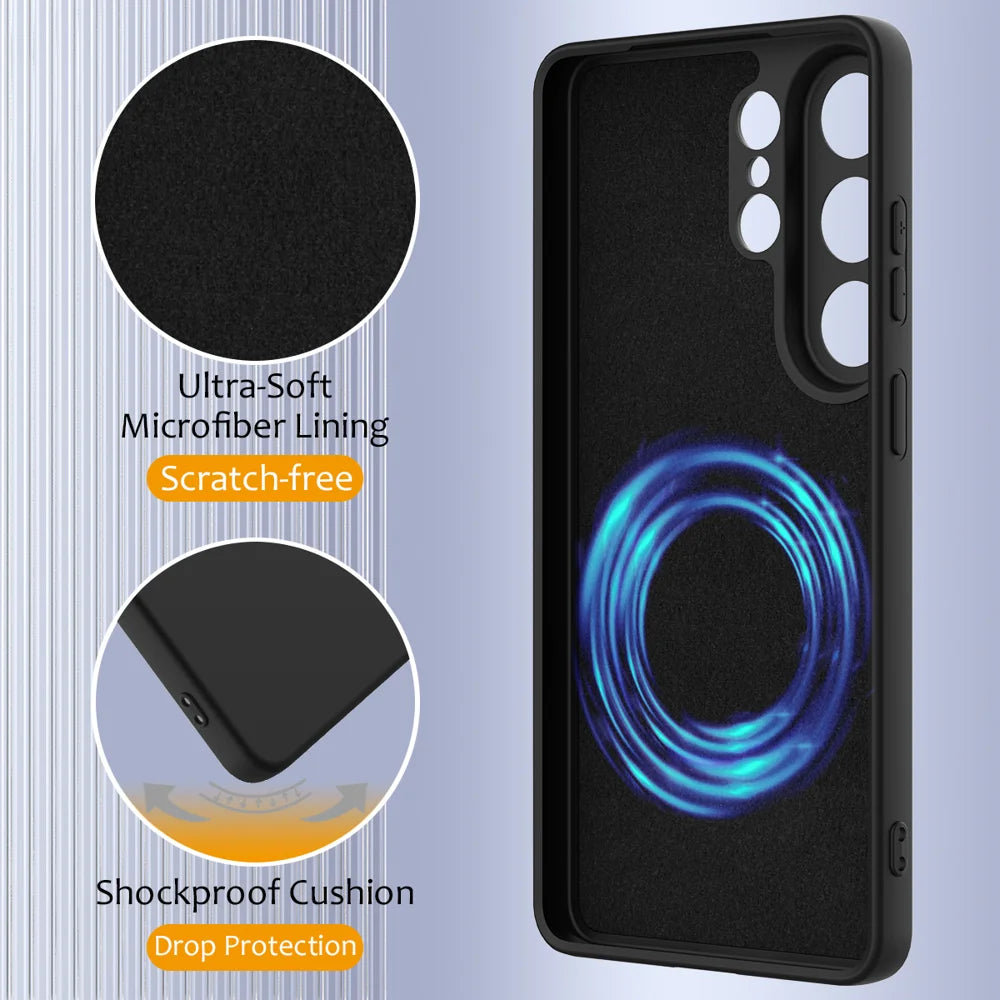 For Samsung Galaxy S26 Ultra Magnetic Case Anti-Drop Liquid Silicone Phone Cover - Black - 7