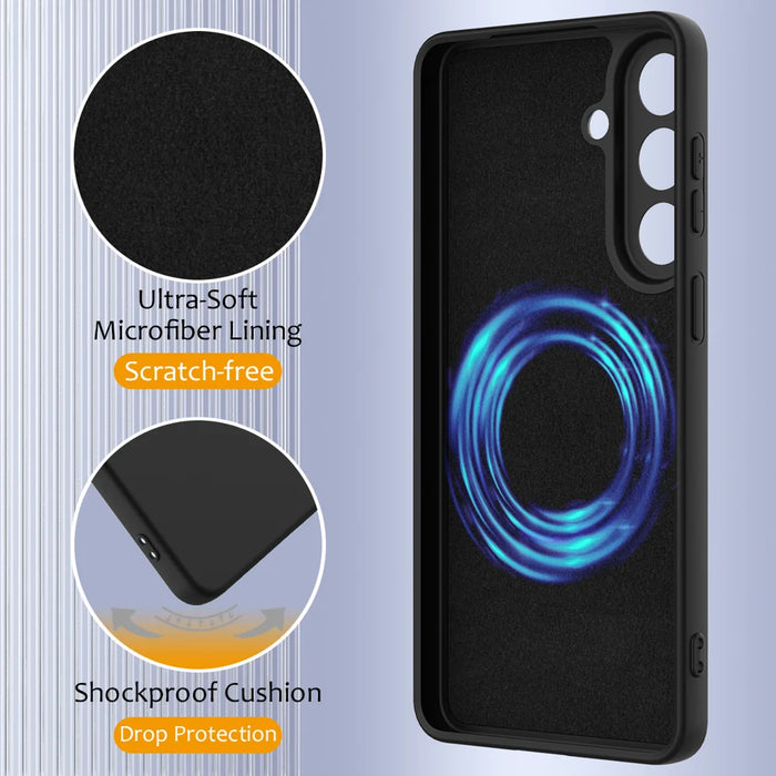 For Samsung Galaxy S26+ Magnetic Case Anti-Drop Liquid Silicone Phone Cover - Black - 7
