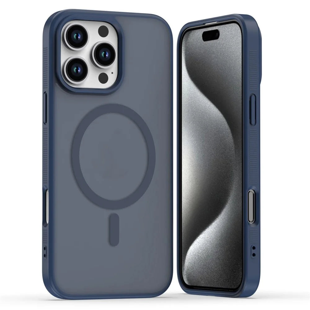For iPhone 16 Pro Case Compatible with MagSafe Skin Touch TPU Acrylic Phone Back Cover - Sapphire - 1