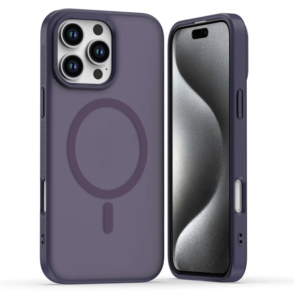 For iPhone 16 Pro Max Case Compatible with MagSafe Skin Touch TPU Acrylic Phone Back Cover - Purple - 1