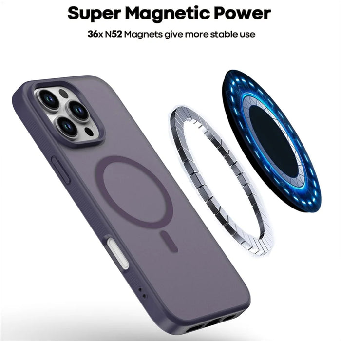 For iPhone 16 Pro Max Case Compatible with MagSafe Skin Touch TPU Acrylic Phone Back Cover - Purple - 2
