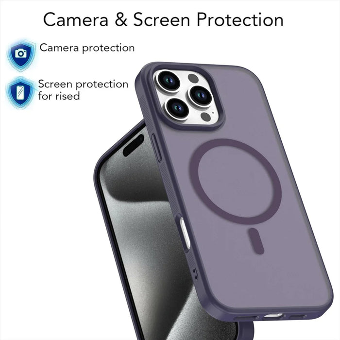 For iPhone 16 Pro Max Case Compatible with MagSafe Skin Touch TPU Acrylic Phone Back Cover - Purple - 3
