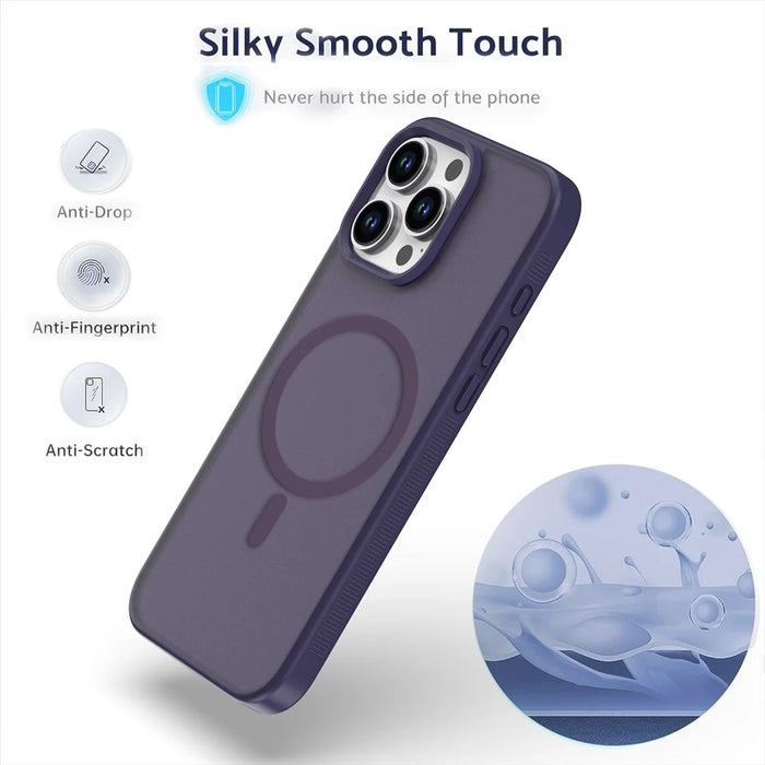 For iPhone 16 Pro Max Case Compatible with MagSafe Skin Touch TPU Acrylic Phone Back Cover - Purple - 5