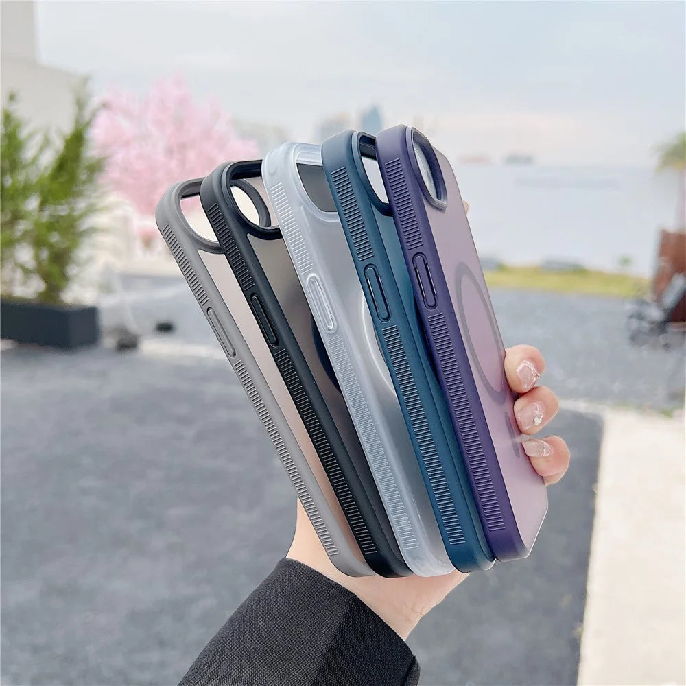 For iPhone 17e / 16e Case Compatible with MagSafe Skin Touch TPU Acrylic Phone Back Cover - Grey - 4