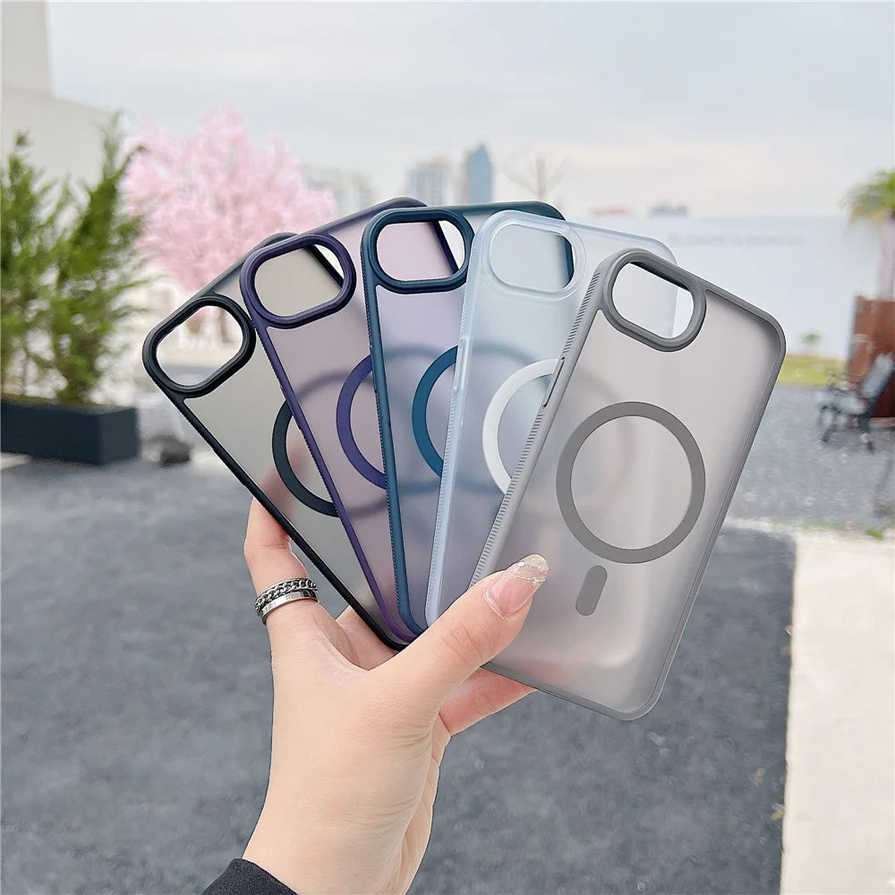 For iPhone 17e / 16e Case Compatible with MagSafe Skin Touch TPU Acrylic Phone Back Cover - Grey - 6