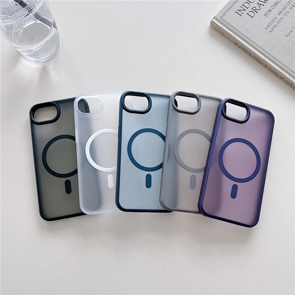 For iPhone 17e / 16e Case Compatible with MagSafe Skin Touch TPU Acrylic Phone Back Cover - Grey - 7